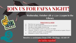 EVHS FAFSA Night October 5th @ 5:30 pm